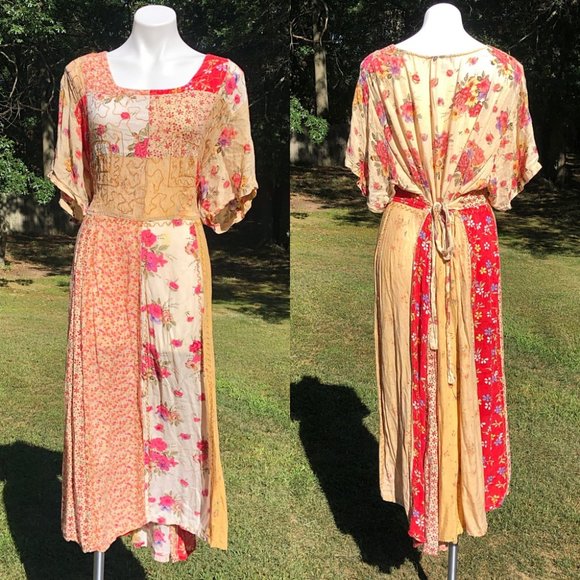 Vintage Dresses & Skirts - Vintage Silhouettes Floral Quilted Peasant Dress